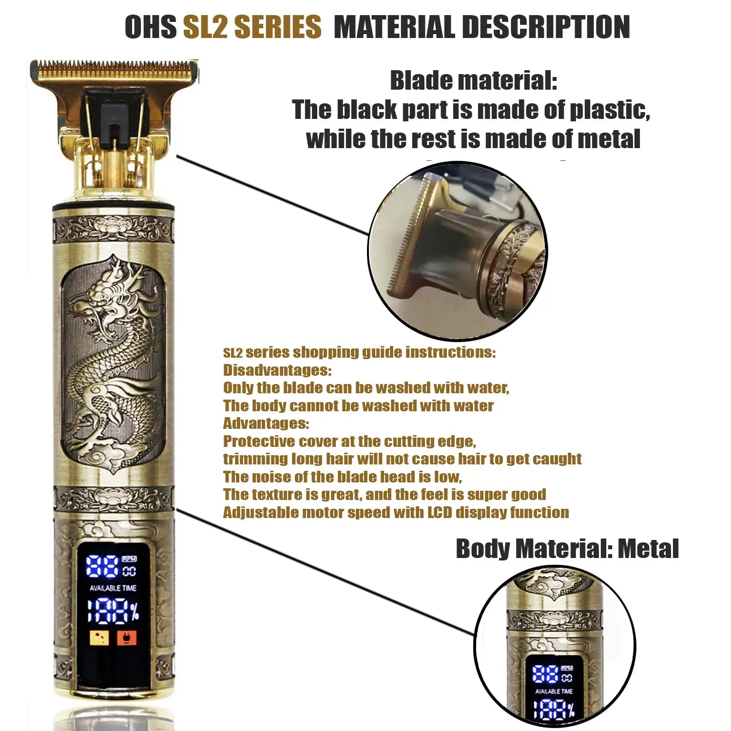 OHS Rechargeable  Vintage T9 Cordless Hair Cutting Machine Electric Shaver For Man