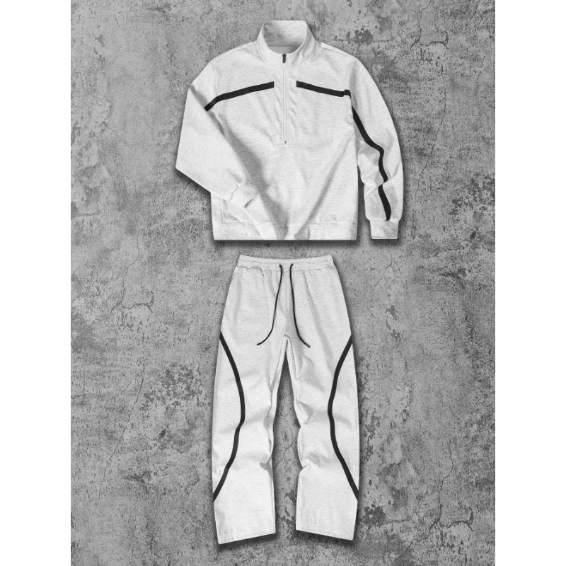 Stand Collar Jacket Men's Retro Splicing Loose Sports Casual Jump Suit