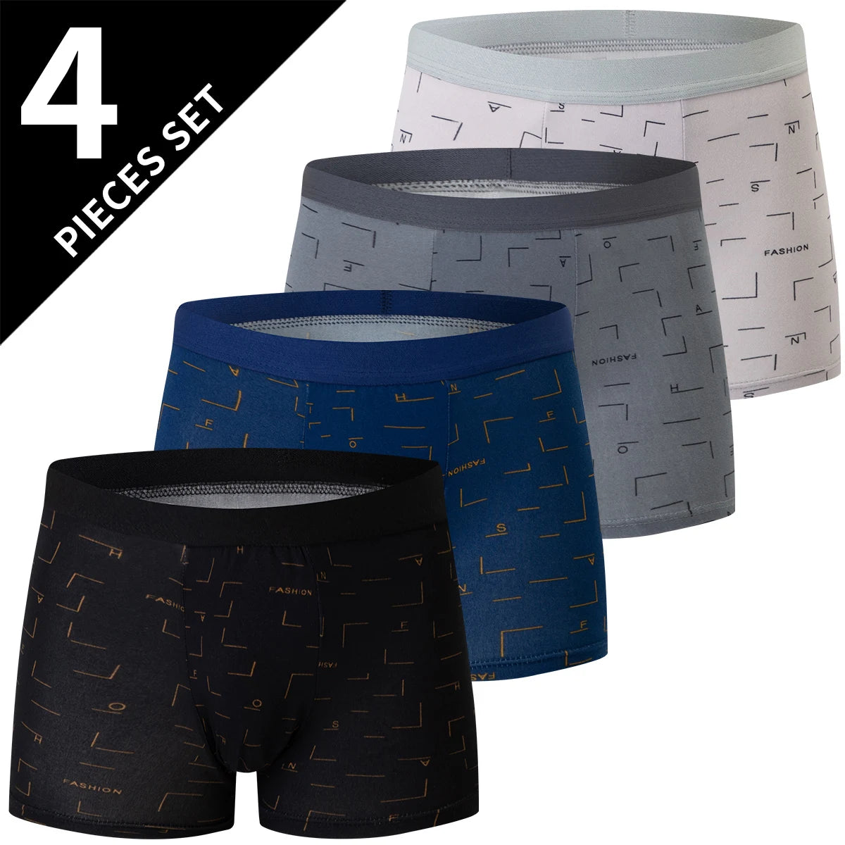 4 Pack European and American Size MEN'S FASHION Printed Boxer Underwear