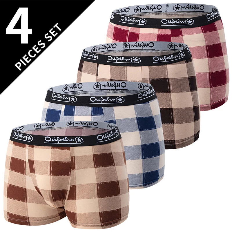 4 Pack European and American Size MEN'S FASHION Printed Boxer Underwear