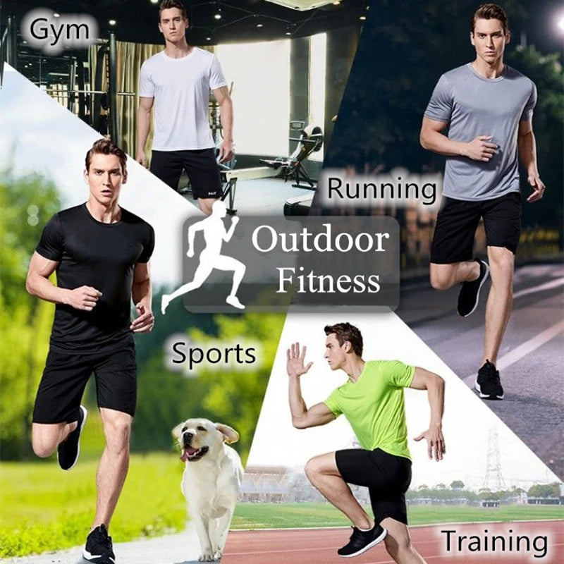 Men's Quick Dry Short Sleeve Gym Running Moisture Wicking Round Neck T-Shirt