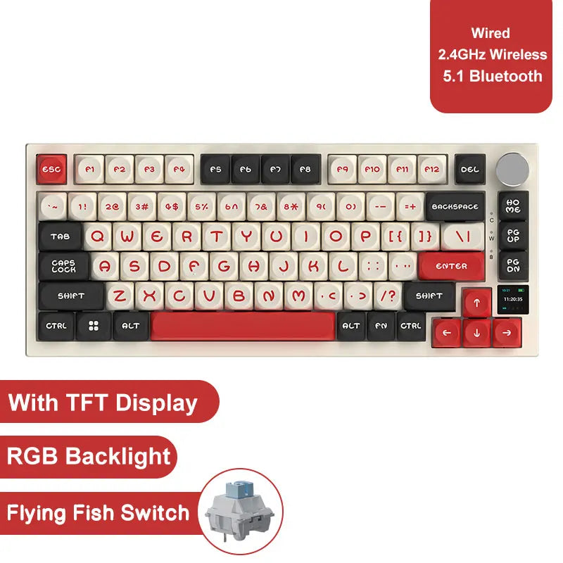 Gaming Mechanical Keyboard 75% 82 Keys Wired Single Mode/Bluetooth Wireless Gamer Keyboard