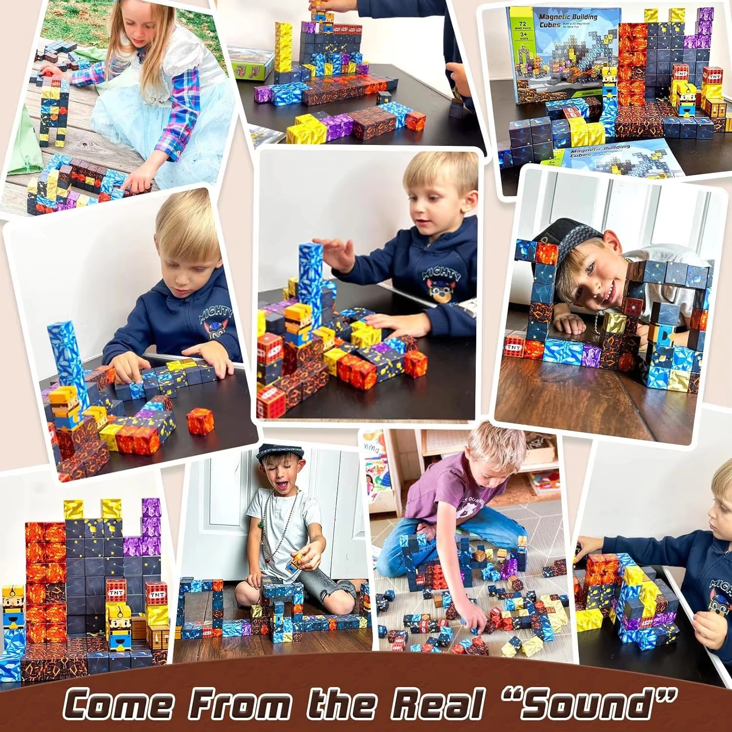 New Magnetic Blocks-Build Mine Magnet World Set for Boys Girls, Sensory Construction Toys for Toddlers Christmas Gifts