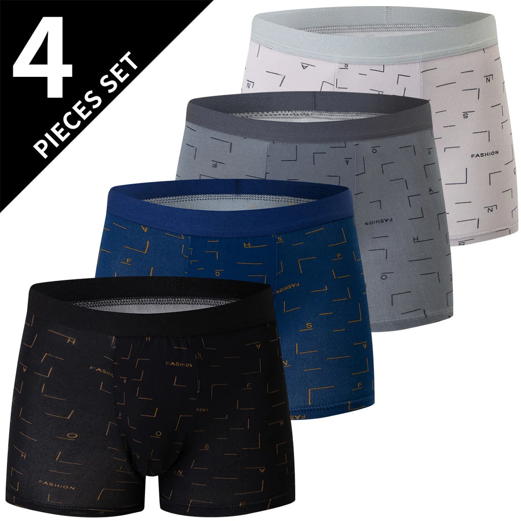 4 Pack European and American Size MEN'S FASHION Printed Boxer Underwear