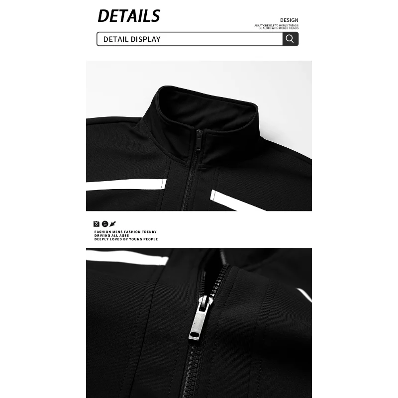 Stand Collar Jacket Men's Retro Splicing Loose Sports Casual Jump Suit