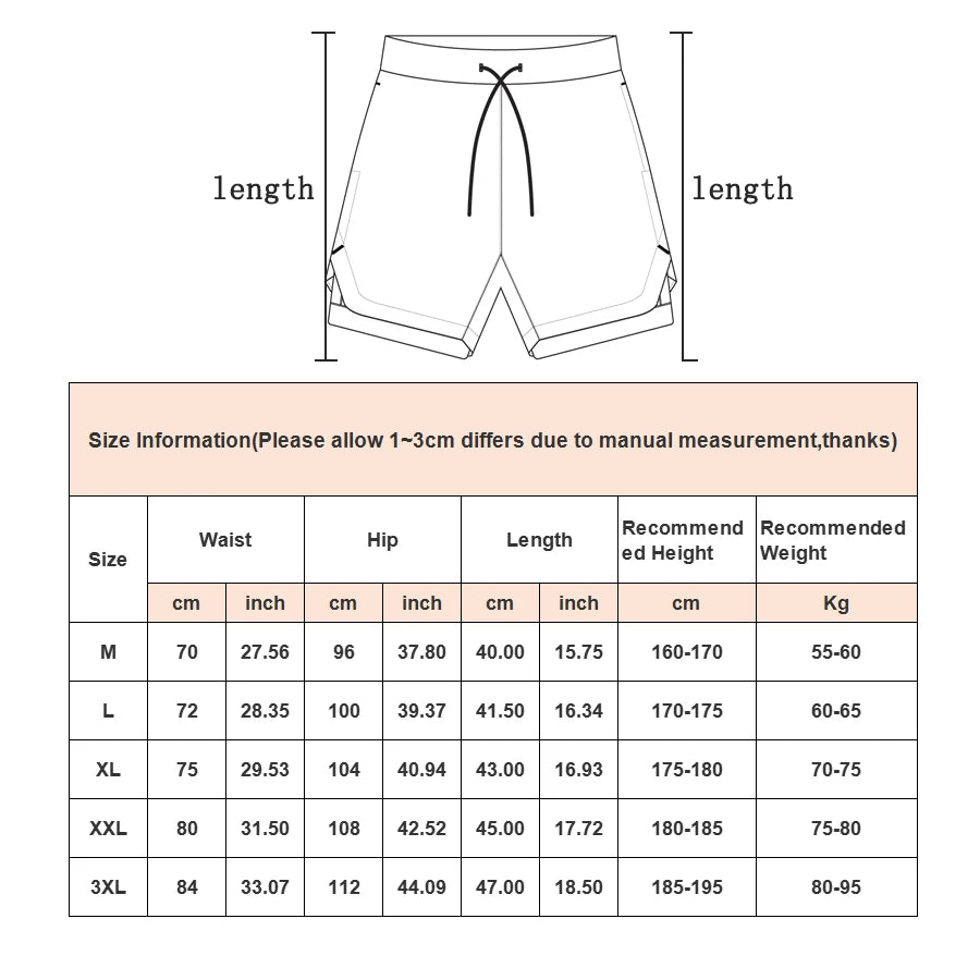 Running Shorts Men Gym Sports Shorts 2 In 1 Quick Dry