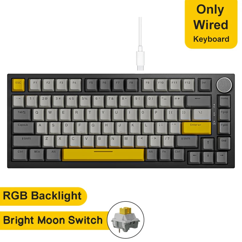 Gaming Mechanical Keyboard 75% 82 Keys Wired Single Mode/Bluetooth Wireless Gamer Keyboard