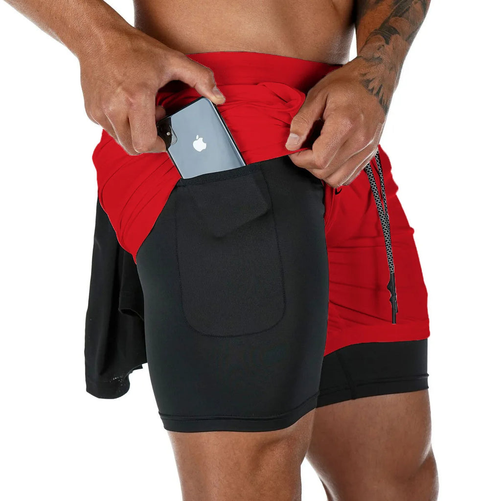 Running Shorts Men Gym Sports Shorts 2 In 1 Quick Dry