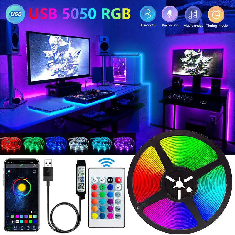 Bluetooth LED Strip Lights Smart APP Remote Control Flexible Ribbon