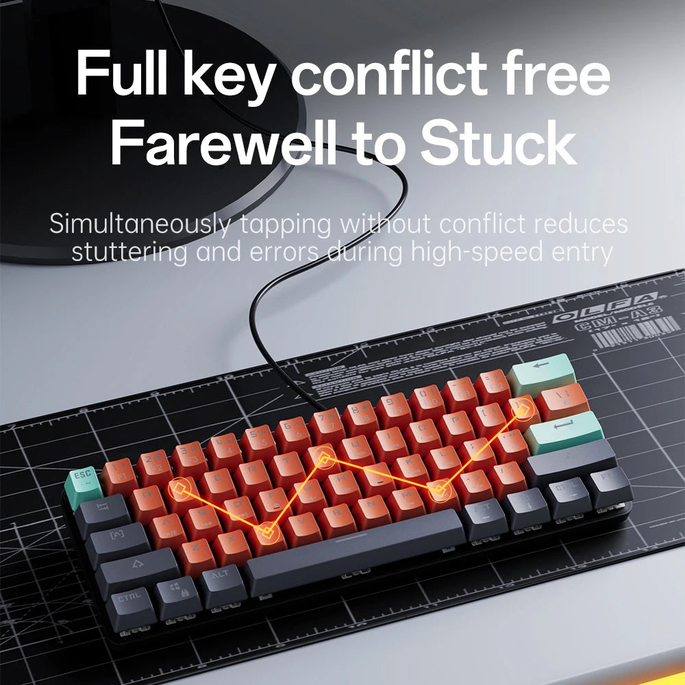 USB Mini Mechanical Gaming Wired Keyboard Red Switch 61 Key Gamer