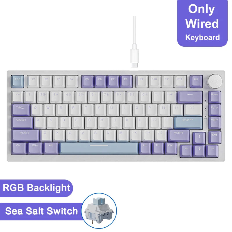 Gaming Mechanical Keyboard 75% 82 Keys Wired Single Mode/Bluetooth Wireless Gamer Keyboard